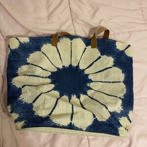 Mud Pie Cream and Blue Tote Bag